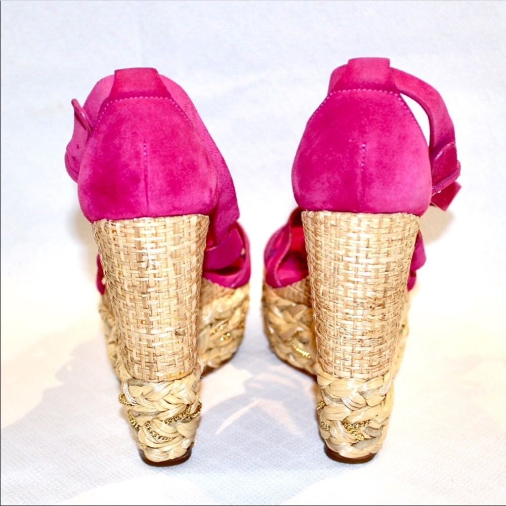 Casadei pink suede wedge gorgeous new 7.5 - Picture 4 of 6